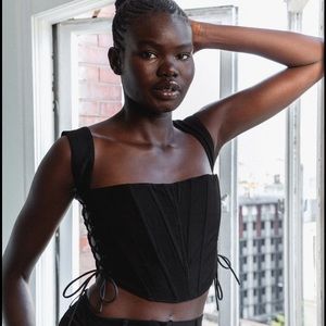 EDIT BY NINE Black Lace Up Side Corset Top | S